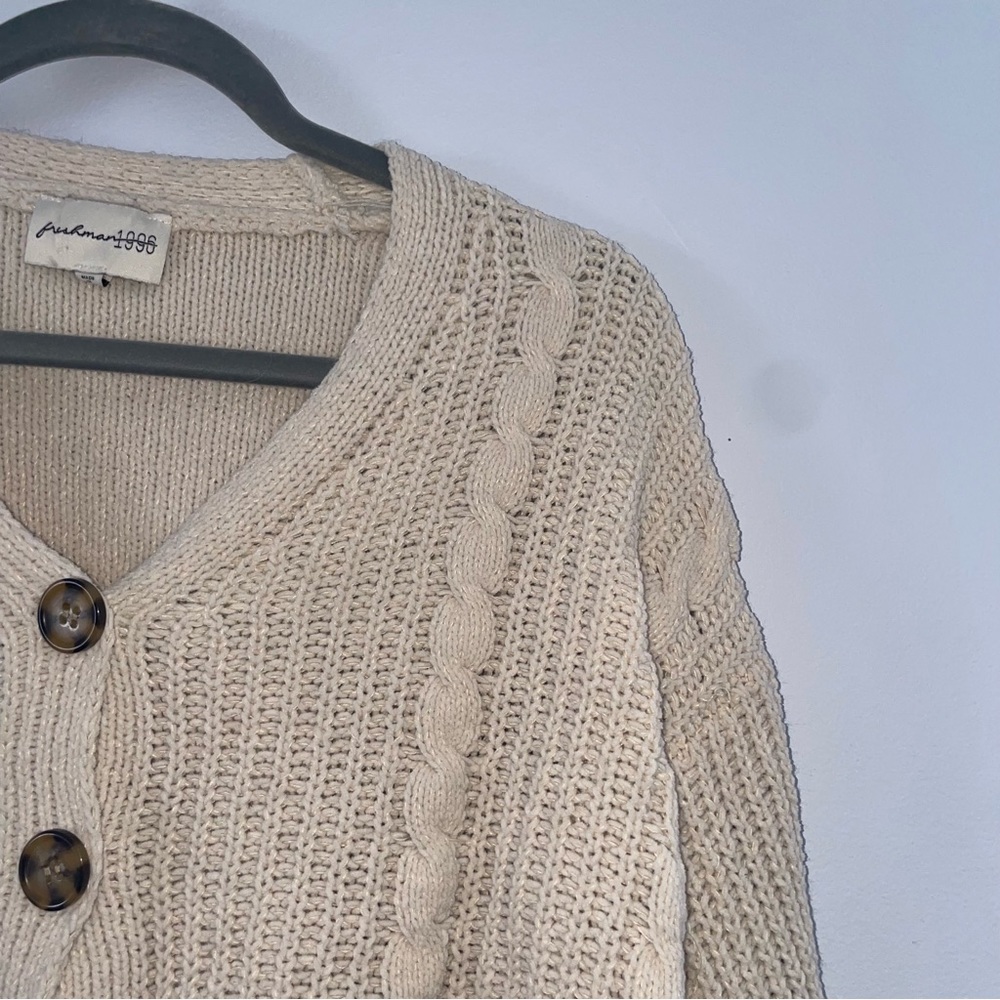 Cream Knit Button Up Sweater - Picture 3 of 8